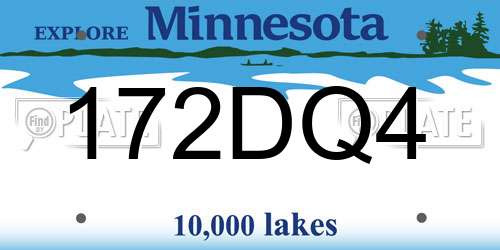 172DQ4 Minnesota License Plate