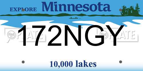 172NGY Minnesota License Plate