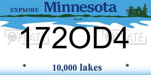 172OD4 Minnesota License Plate