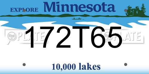 172T65 Minnesota License Plate