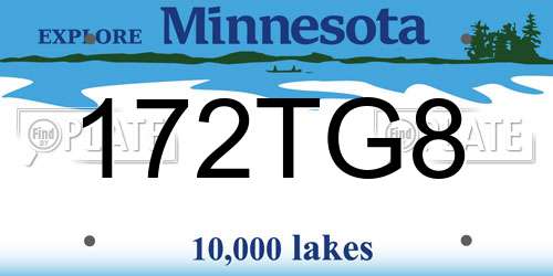 172TG8 Minnesota License Plate