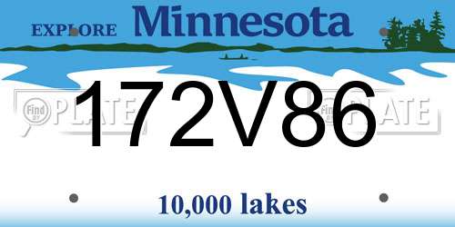 172V86 Minnesota License Plate