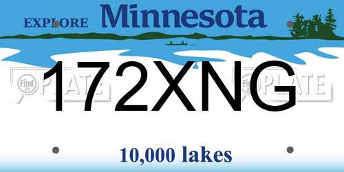 172XNG Minnesota License Plate