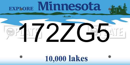 172ZG5 Minnesota License Plate