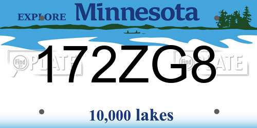 172ZG8 Minnesota License Plate