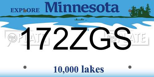 172ZGS Minnesota License Plate