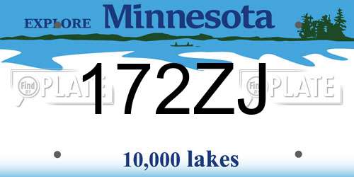 172ZJ Minnesota License Plate