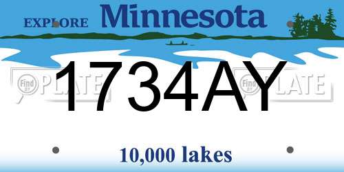 1734AY Minnesota License Plate