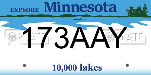 173AAY Minnesota License Plate