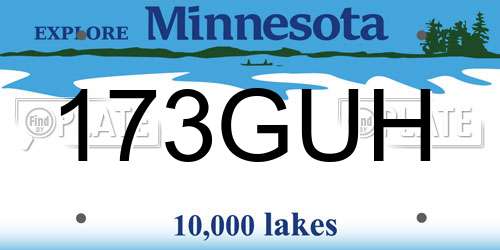 173GUH Minnesota License Plate