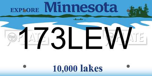 173LEW Minnesota License Plate