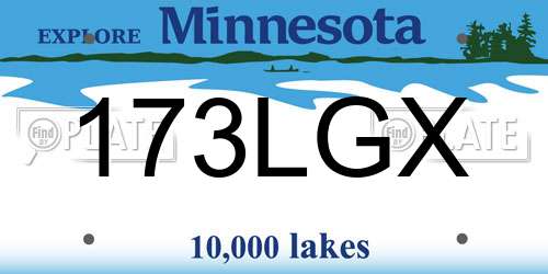 173LGX Minnesota License Plate