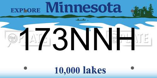 173NNH Minnesota License Plate