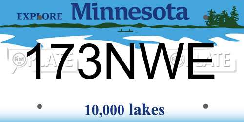 173NWE Minnesota License Plate