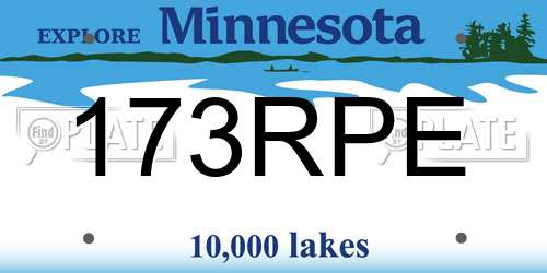 173RPE Minnesota License Plate