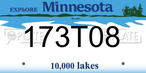 173T08 Minnesota License Plate