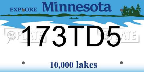 173TD5 Minnesota License Plate