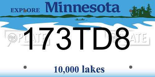 173TD8 Minnesota License Plate