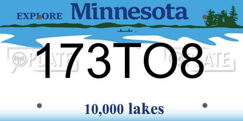 173TO8 Minnesota License Plate