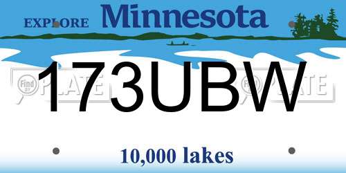 173UBW Minnesota License Plate