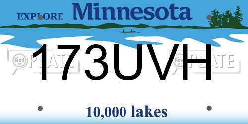 173UVH Minnesota License Plate