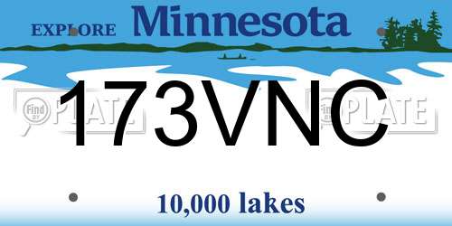 173VNC Minnesota License Plate