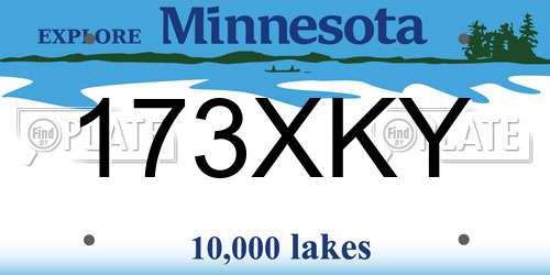 173XKY Minnesota License Plate