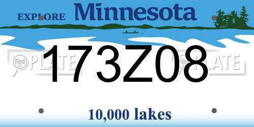 173Z08 Minnesota License Plate