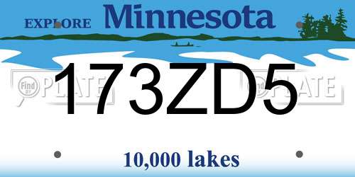 173ZD5 Minnesota License Plate