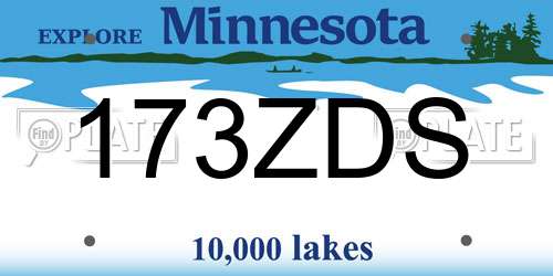 173ZDS Minnesota License Plate