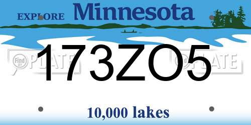 173ZO5 Minnesota License Plate