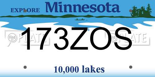 173ZOS Minnesota License Plate