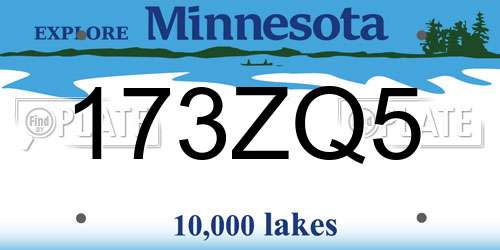 173ZQ5 Minnesota License Plate