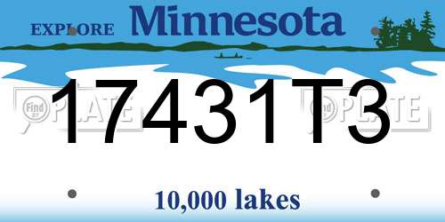 17431T3 Minnesota License Plate
