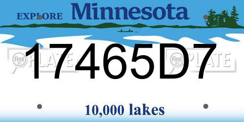 17465D7 Minnesota License Plate