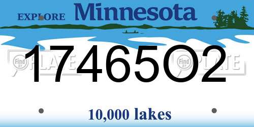 17465O2 Minnesota License Plate