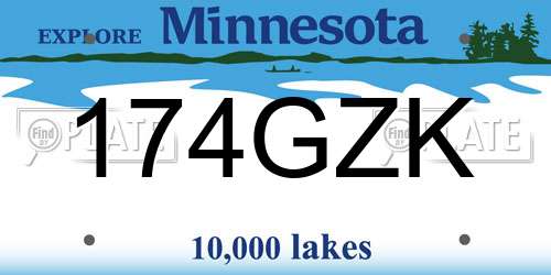 174GZK Minnesota License Plate