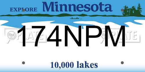 174NPM Minnesota License Plate