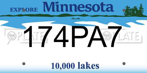 174PA7 Minnesota License Plate