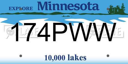 174PWW Minnesota License Plate