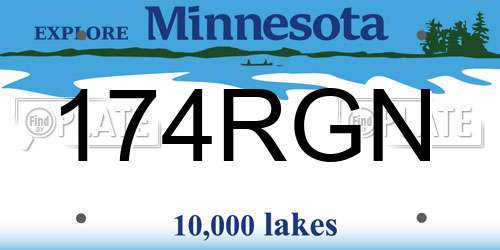 174RGN Minnesota License Plate