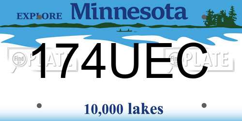 174UEC Minnesota License Plate
