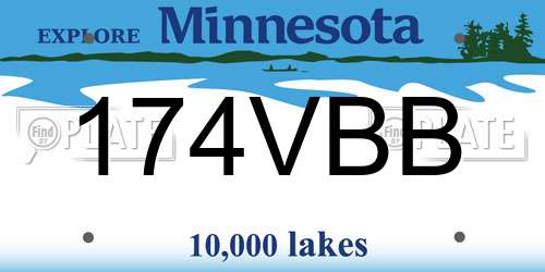 174VBB Minnesota License Plate