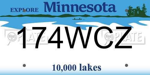174WCZ Minnesota License Plate