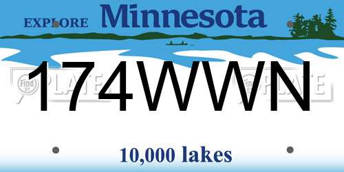174WWN Minnesota License Plate