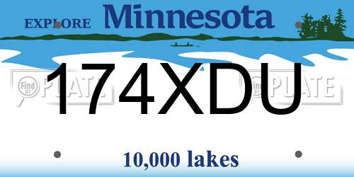 174XDU Minnesota License Plate