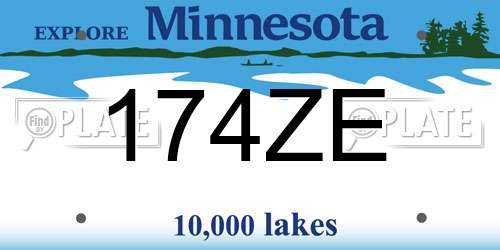174ZE Minnesota License Plate