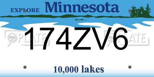 174ZV6 Minnesota License Plate
