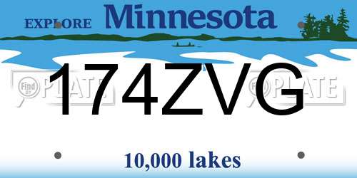 174ZVG Minnesota License Plate