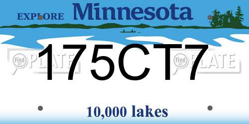 175CT7 Minnesota License Plate